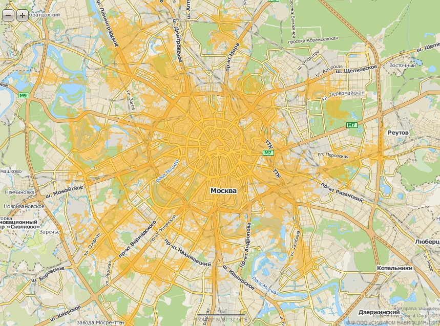 Зона покрытия 4G в Москве у Билайна